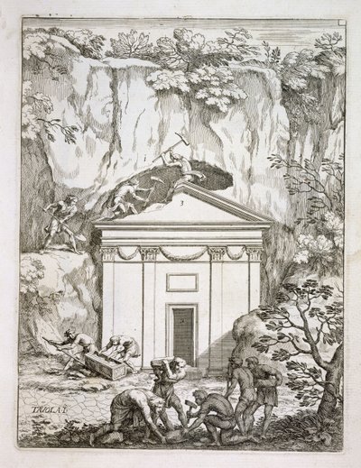 Excavation of the tomb of Quintus Nasonius Ambrosius in the 1670s, from 